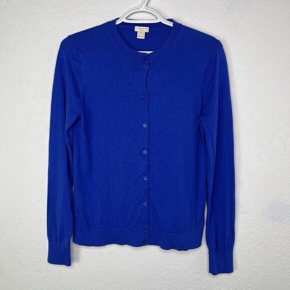 J. Crew Factory The Caryn Cardigan Royal Blue Button Front Size M, 100% cotton - Picture 1 of 7
